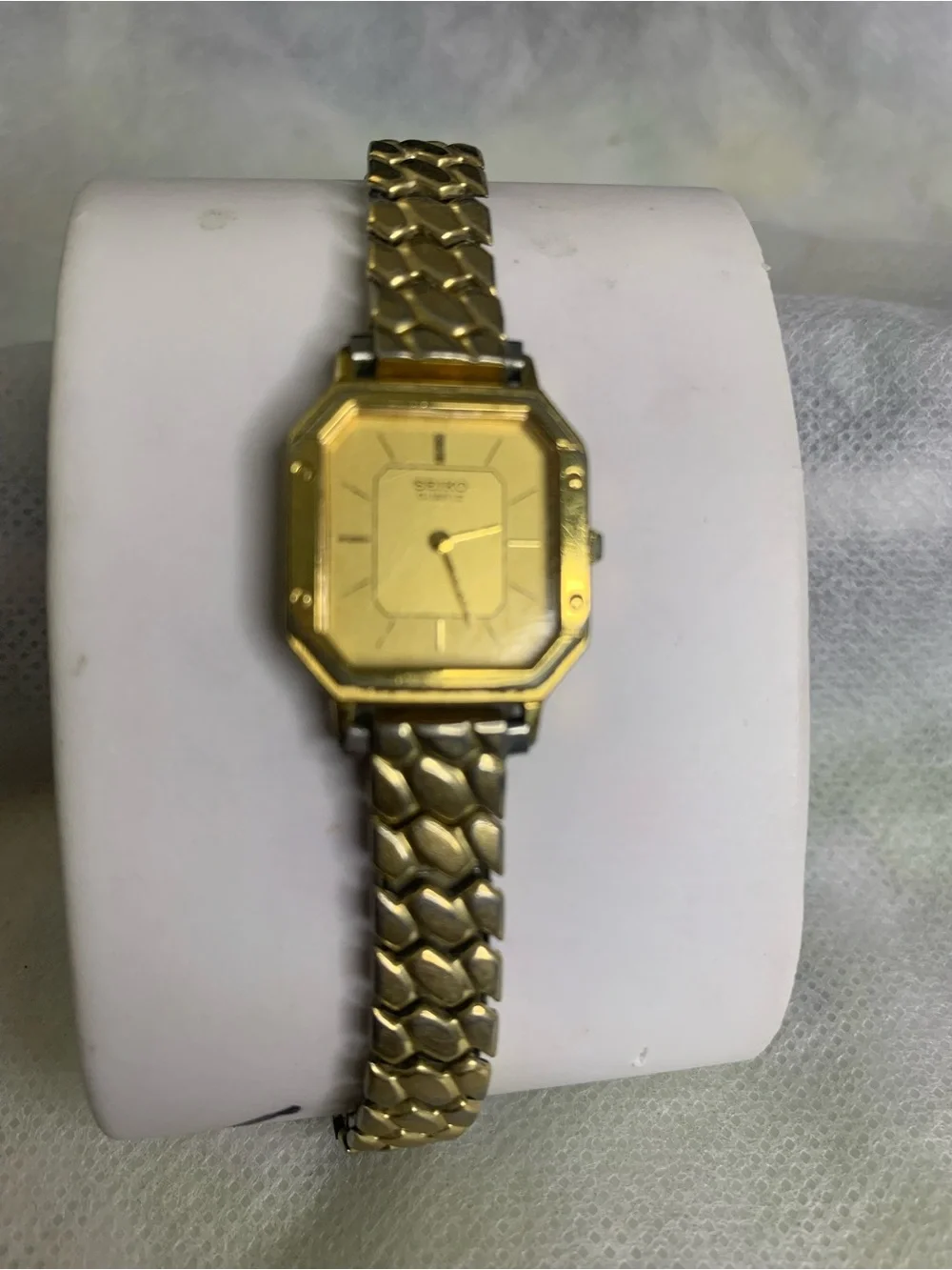 Seiko Gold-Tone Octagonal Bracelet Stretchy Watch